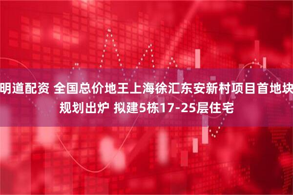 明道配资 全国总价地王上海徐汇东安新村项目首地块规划出炉 拟建5栋17-25层住宅